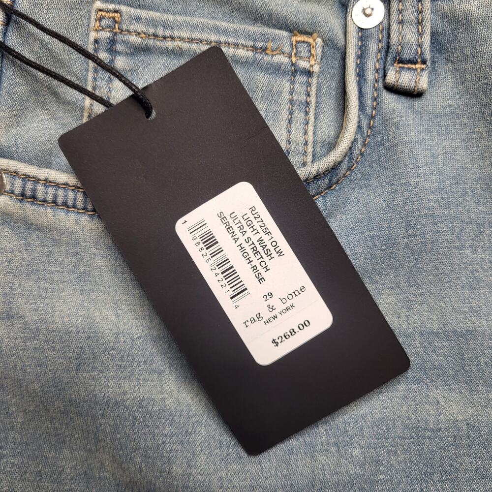 Rag & Bone The Serena Full Length Wide Leg Jeans High Rise Stretch Light Wash 29 - Picture 11 of 13